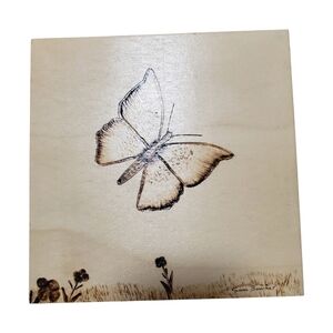 🇨🇦 Indigenous Made Wooden Plaque Art with Butterfly Design 🇨🇦